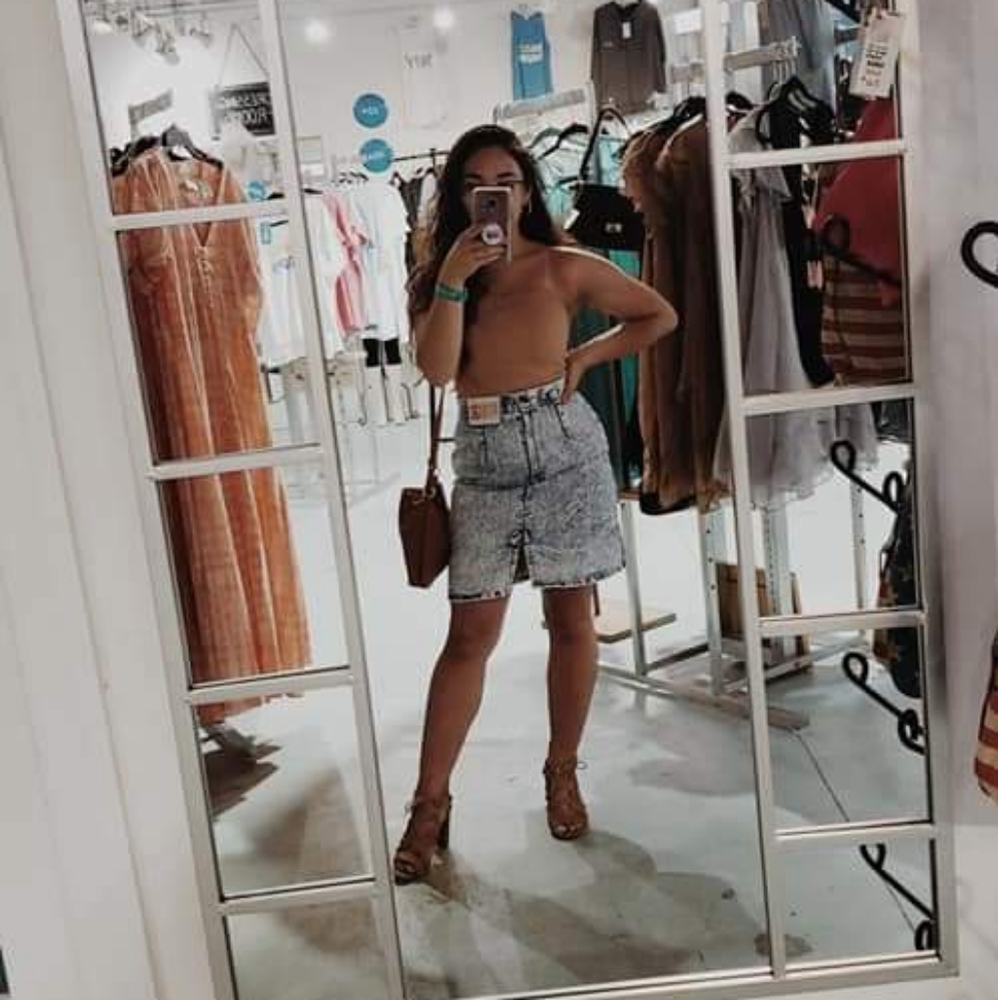 Lightwash Vintage Denim Skirt- High waisted